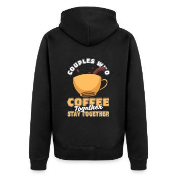 Kaffee Cafe Paar - Unisex Premium Bio Zip Hoodie - Schwarz - Hinten - Nico (187cm)