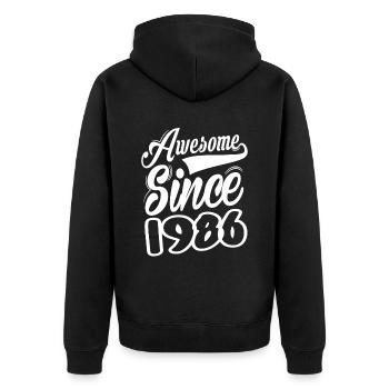 Awesome Since 1986 - Unisex Premium Organic Zip Hoodie - black - Back - Nico (187cm)