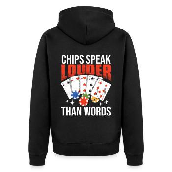 Funny Poker Texas Hold'em - Unisex Premium Organic Zip Hoodie - black - Back - Nico (187cm)
