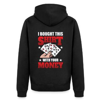 Lustiges Poker Casino - Unisex Premium Bio Zip Hoodie - Schwarz - Hinten - Nico (187cm)