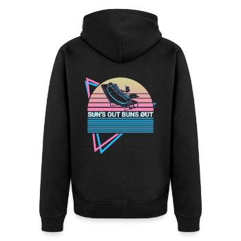 Lustiger Hot Dog Hotdog Retro - Unisex Premium Bio Zip Hoodie - Schwarz - Hinten - Nico (187cm)
