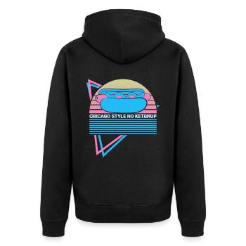 Funny Hot Dog Retro - Unisex Premium Organic Zip Hoodie - black - Back - Nico (187cm)