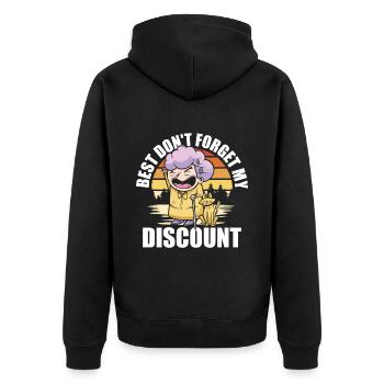 Rentner Rente Dont Forget My Discount - Unisex Premium Bio Zip Hoodie - Schwarz - Hinten - Nico (187cm)