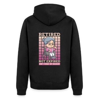 Pension de retraité drôle N’oubliez pas ma réduction - Veste à capuche bio Premium Unisexe - noir - Dos - Nico (187cm)
