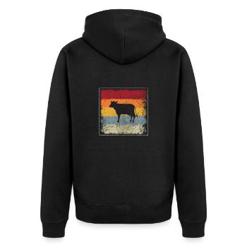 Cow Beef Retro - Unisex Premium Organic Zip Hoodie - black - Back - Nico (187cm)