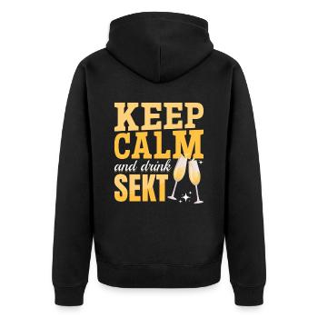 KEEP CALM and drink Sekt - Mädelsabend Pegel - Unisex Premium Organic Zip Hoodie - black - Back - Nico (187cm)