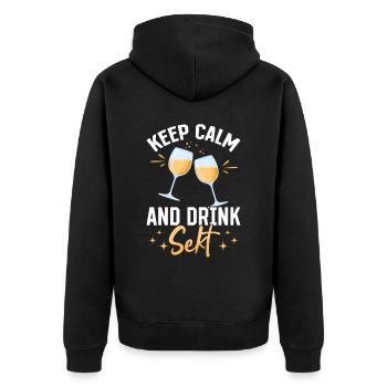 KEEP CALM and drink Sekt - Mädelsabend Pegel - Unisex Premium Organic Zip Hoodie - black - Back - Nico (187cm)