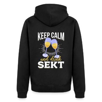 KEEP CALM and drink Sekt - Mädelsabend Pegel - Unisex Premium Organic Zip Hoodie - black - Back - Nico (187cm)
