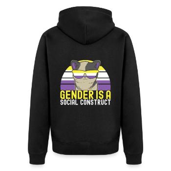 Non Binary Pride Genderqueer - Unisex Premium Organic Zip Hoodie - black - Back - Nico (187cm)