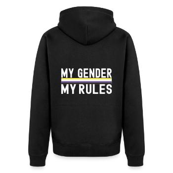 Non Binary Pride Genderqueer - Unisex Premium Organic Zip Hoodie - black - Back - Nico (187cm)