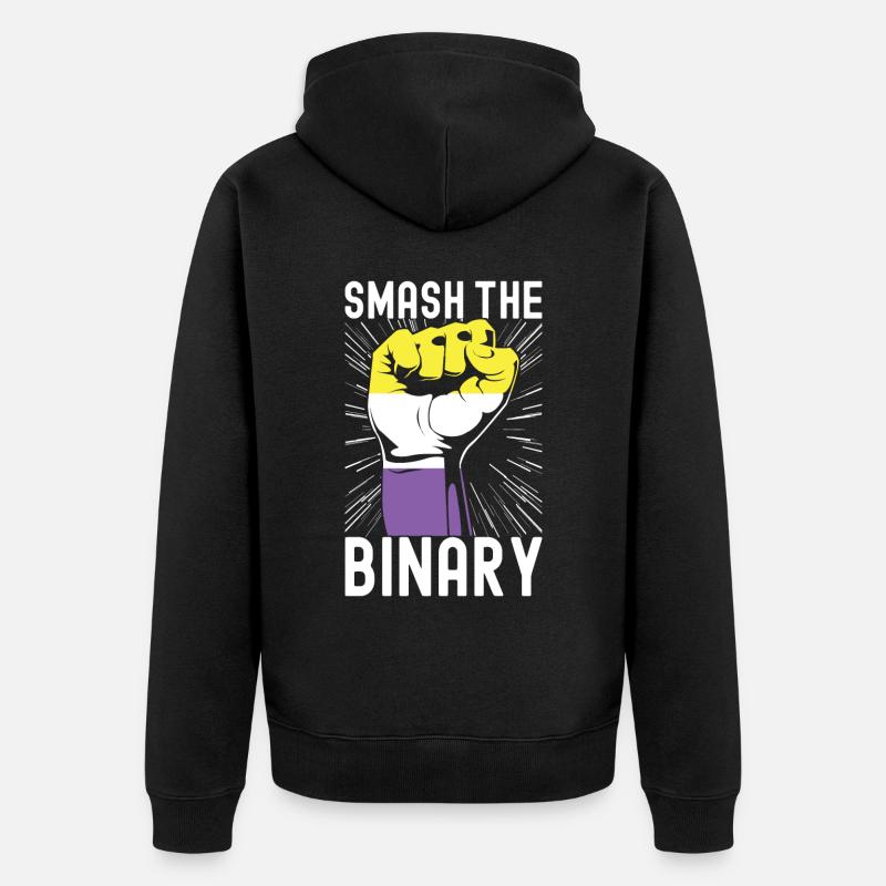 Non Binary Pride Genderqueer - Unisex Premium Bio Zip Hoodie - Schwarz