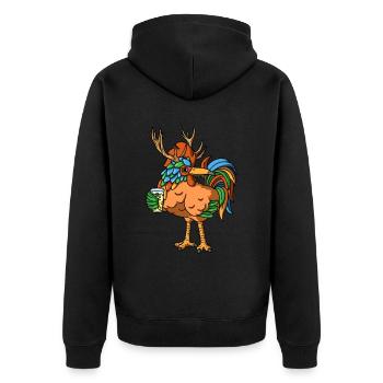 Pfälzer Weinschorle Dubbeglas Pälzer Elwetritsch - Unisex Premium Bio Zip Hoodie - Schwarz - Hinten - Nico (187cm)