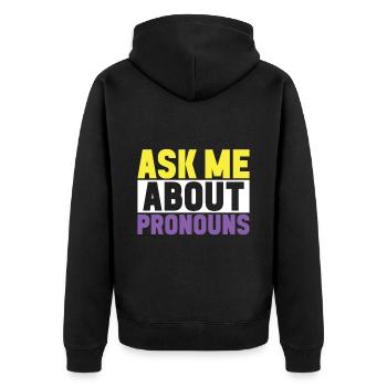 Non Binary Pride Genderqueer - Unisex Premium Organic Zip Hoodie - black - Back - Nico (187cm)