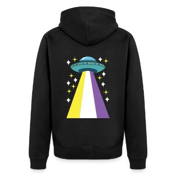 Non Binary Pride Genderqueer - Unisex Premium Organic Zip Hoodie - black - Back - Nico (187cm)