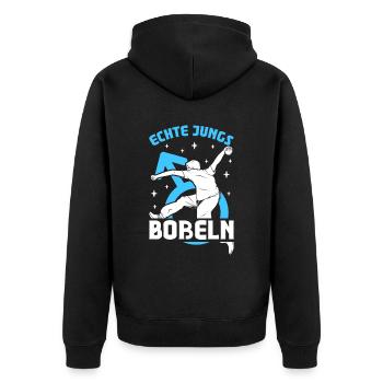 Echte Jungs Boßeln - Unisex Premium Bio Zip Hoodie - Schwarz - Hinten - Nico (187cm)