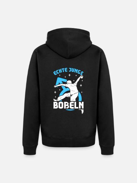 Echte Jungs Boßeln - Unisex Premium Bio Zip Hoodie - Schwarz