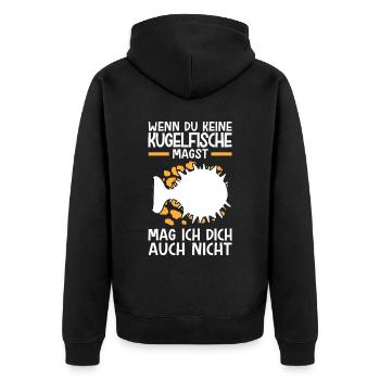 Kugelfisch nicht mögen Riesenkugelfisch - Unisex Premium Bio Zip Hoodie - Schwarz - Hinten - Nico (187cm)
