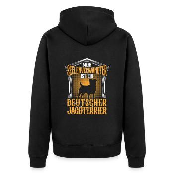 Mein Deutscher Jagdterrier ist Seelenverwandter - Unisex Premium Bio Zip Hoodie - Schwarz - Hinten - Nico (187cm)