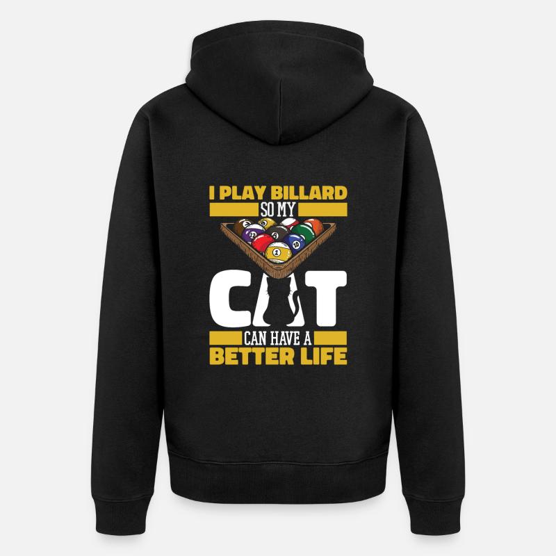 Chat de billard - Veste à capuche bio Premium Unisexe - noir