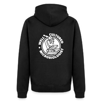 Biologie Biologe Mikroskop - Unisex Premium Bio Zip Hoodie - Schwarz - Hinten - Nico (187cm)