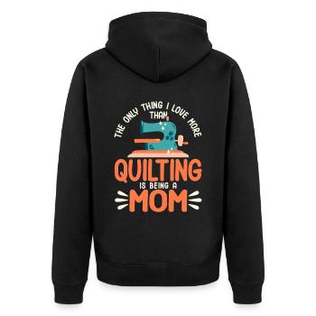 Quilten Geschenk Nähen Stricken Quilter - Unisex Premium Bio Zip Hoodie - Schwarz - Hinten - Nico (187cm)