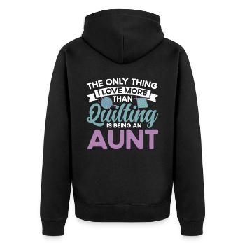 Quilten Geschenk Nähen Stricken Quilter - Unisex Premium Bio Zip Hoodie - Schwarz - Hinten - Nico (187cm)