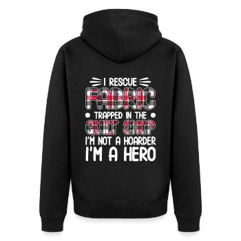 Quilten Geschenk Nähen Stricken Quilter - Unisex Premium Bio Zip Hoodie - Schwarz - Hinten - Nico (187cm)