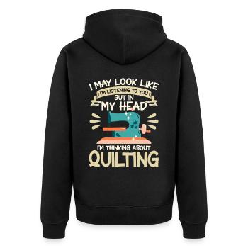 Quilten Geschenk Nähen Stricken Quilter - Unisex Premium Bio Zip Hoodie - Schwarz - Hinten - Nico (187cm)