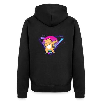 Chat Vaporwave - Veste à capuche bio Premium Unisexe - noir - Dos - Nico (187cm)