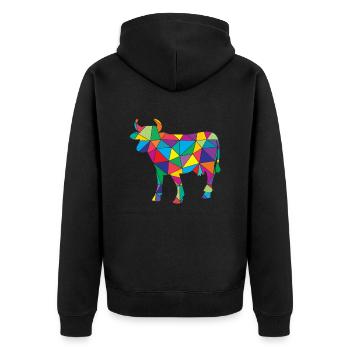 Cow Polygon Farmer Cattle Farmer - Unisex Premium Organic Zip Hoodie - black - Back - Nico (187cm)