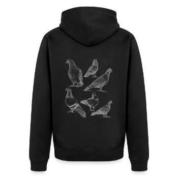 Tauben Arten Taube - Unisex Premium Bio Zip Hoodie - Schwarz - Hinten - Nico (187cm)