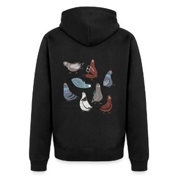 Lustig Süße Tauben Kinder Taube - Unisex Premium Bio Zip Hoodie - Schwarz - Hinten - Nico (187cm)