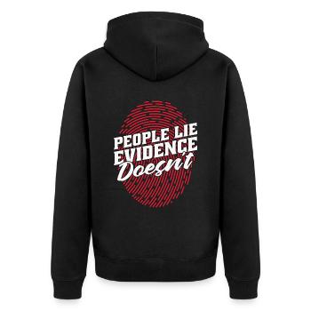 Forensic Science People Lie Evidence Fingerprint - Unisex Premium Bio Zip Hoodie - Schwarz - Hinten - Nico (187cm)