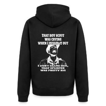Scoutmaster – Funny Scout Guide - Unisex Premium Organic Zip Hoodie - black - Back - Nico (187cm)