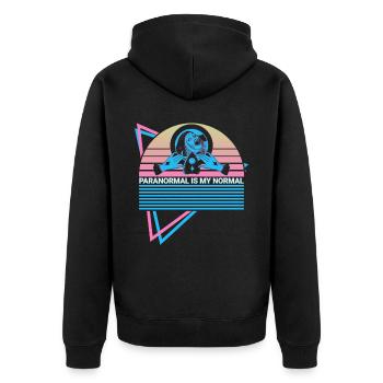 Geisterjagd Retro - Unisex Premium Bio Zip Hoodie - Schwarz - Hinten - Nico (187cm)