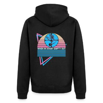 Lustige Jagd Retro - Unisex Premium Bio Zip Hoodie - Schwarz - Hinten - Nico (187cm)