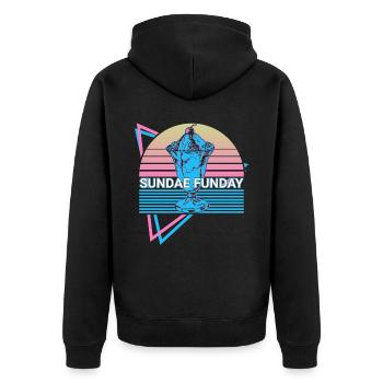 Eiscreme Retro - Unisex Premium Bio Zip Hoodie - Schwarz - Hinten - Nico (187cm)