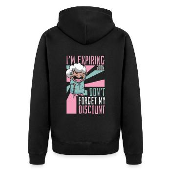 Rentner Rente Dont Forget My Discount - Unisex Premium Bio Zip Hoodie - Schwarz - Hinten - Nico (187cm)