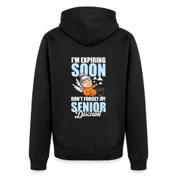 Rentner Rente Humor - Unisex Premium Bio Zip Hoodie - Schwarz - Hinten - Nico (187cm)