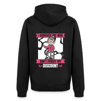 Rentner Rente Oma Dont Forget My Discount - Unisex Premium Bio Zip Hoodie - Schwarz - Hinten - Nico (187cm)