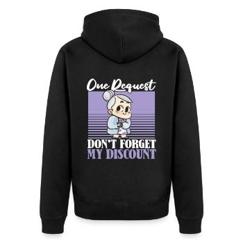 Rentner Rente Lustig Dont Forget My Discount - Unisex Premium Bio Zip Hoodie - Schwarz - Hinten - Nico (187cm)