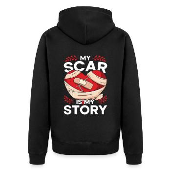Herzoperation My Scar Is My Story - Unisex Premium Bio Zip Hoodie - Schwarz - Hinten - Nico (187cm)