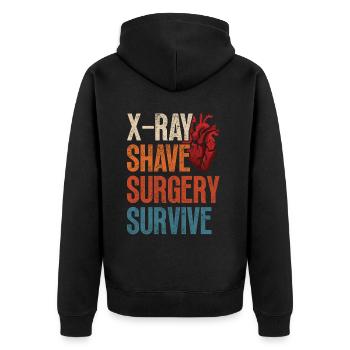 Herzoperation Genesener XRay Shave Surgery Survive - Unisex Premium Bio Zip Hoodie - Schwarz - Hinten - Nico (187cm)
