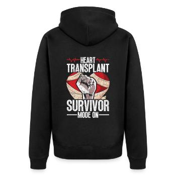 Herzoperation Genesung Herztransplantation - Unisex Premium Bio Zip Hoodie - Schwarz - Hinten - Nico (187cm)