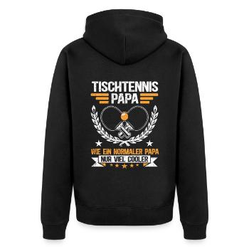 Tischtennis Papa Spruch | Tischtennisspieler Vater - Unisex Premium Bio Zip Hoodie - Schwarz - Hinten - Nico (187cm)