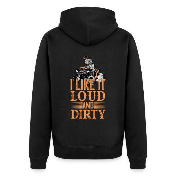 Quad Spruch J’aime ça fort et sale Sport automobile - Veste à capuche bio Premium Unisexe - noir - Dos - Nico (187cm)