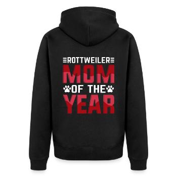 Rottweiler mom of the year - Unisex Premium Bio Zip Hoodie - Schwarz - Hinten - Nico (187cm)