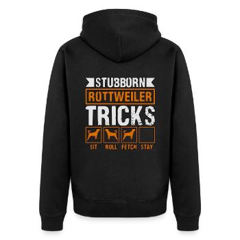 Stubborn Rottweiler Tricks - Unisex Premium Bio Zip Hoodie - Schwarz - Hinten - Nico (187cm)