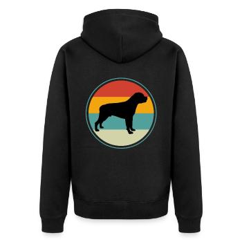 Rottweiler Retro - Unisex Premium Bio Zip Hoodie - Schwarz - Hinten - Nico (187cm)