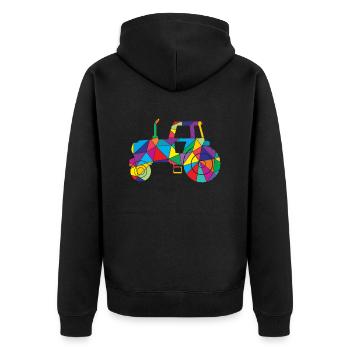 Low Poly Farm Tractor Poly Farm - Unisex Premium Organic Zip Hoodie - black - Back - Nico (187cm)